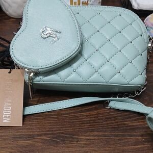 Steve Madden Light Mint Green Quilted Crossbody Bag NWT 2 FER